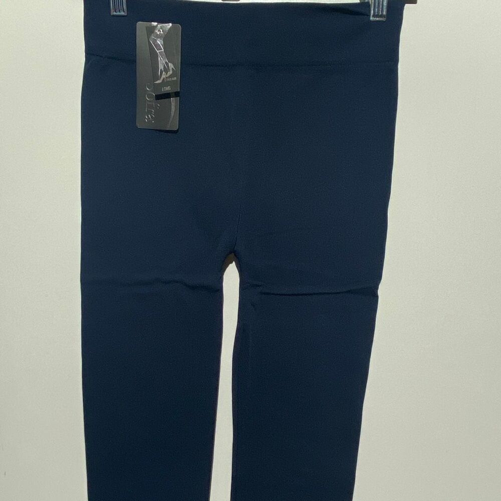 Sofra Women's Navy Blue Fleece Lined Stretch High Rise Leggings One Size NWT